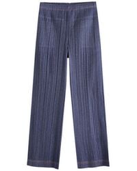 Pleats Please Issey Miyake - Denim Pleated Trousers - Lyst