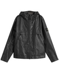 Stone Island - Leather Organza Hooded Jacket - Lyst