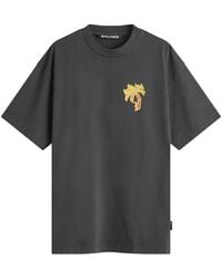 【関税＆送料込み】Palm Angels 'Flames' Black Cotton T-Shir Palm Angels Printed Cotton T-shirt | Black | FARFETCH