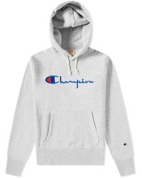 Champion Script Logo Hoody - Gray