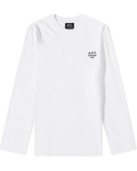 A.P.C. - Long Sleeve Olivier Embroidered Logo T-Shirt - Lyst