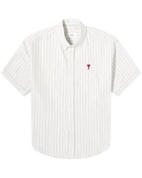 Ami Paris - Boxy Fit Heart Short Sleeve Stripe Shirt - Lyst