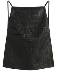 St. Agni - Woven Leather Square Neck Top - Lyst