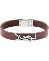 Saint Laurent - Ysl Leather Bracelet - Lyst