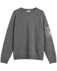 Moncler - Wool Cashmere Mouline Crew Neck Jumper - Lyst