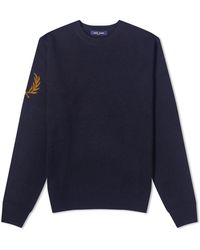 Fred Perry - Intarsia Laurel Wreath Crew Neck Knit - Lyst