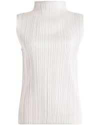 Pleats Please Issey Miyake - Pleated High Neck Top - Lyst