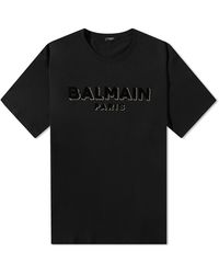 Balmain - Flock & Foil Paris Logo T-Shirt - Lyst