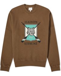 Maison Kitsuné - College Fox Printed Comfort Crew Sweat - Lyst