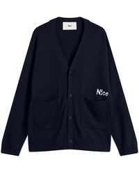 N!CE - Embroidered Logo Knit Cardigan - Lyst