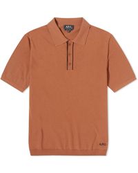 A.P.C. - Jacky Embroidered Logo Knitted Polo Shirt - Lyst