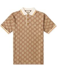Gucci - gg-bonogram Silk And Cotton-blend Piqué Polo Shirt - Lyst