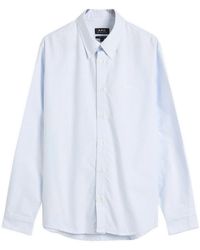 A.P.C. - Greg Logo Button Down Stripe Shirt - Lyst
