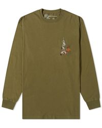 Maharishi Mens Golden Sun Dragon Embroidered Long Sleeve T Shirt Mil Olive 