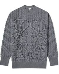 Loewe - Anagram Cable-knit Wool Jumper - Lyst