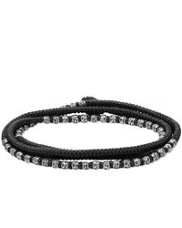 M. Cohen Knotted 4 Wrap Silver Thai Hammered Bead Bracelet - Black