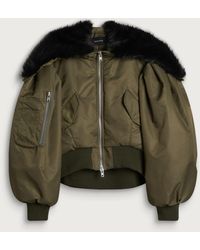 Simone Rocha - Cropped Split Faux Fur Hood Bomber Jacket - Lyst