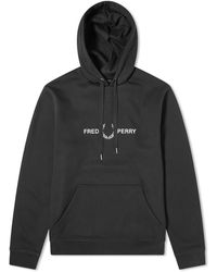Fred Perry Embroidered Logo Popover Hoody - Black