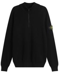Stone Island - Ribbed Soft Cotton Half Zip Knit Jumper - Lyst