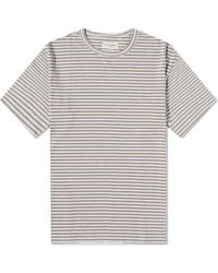 Officine Generale - Slub Cotton Stripe T-Shirt Ecru - Lyst