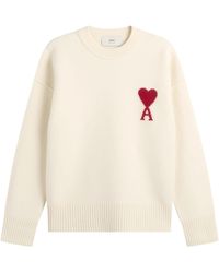 Ami Paris - Crewneck Sweater With Contrasted Ami De Coeur - Lyst