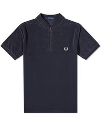 Fred Perry - Towelling Zip Neck Polo Shirt - Lyst