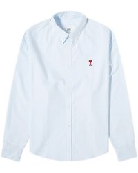Ami Paris - Heart Striped Button Down Oxford Shirt - Lyst