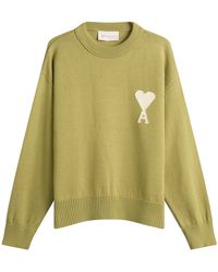 Ami Paris - Crewneck Sweater With Contrasted Ami De Coeur - Lyst