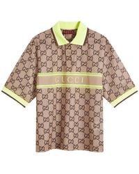 Gucci - Polyester Net Gg Print Logo Polo - Lyst
