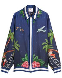 CASABLANCA - Classic Long Sleeve Patterned Silk Shirt - Lyst