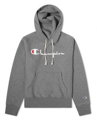 Champion Women's Big Script Hooded Sweat - Gray