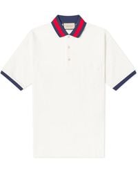Gucci - Web Collar Polo Shirt - Lyst