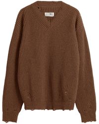 Maison Margiela - Mm6 Wool Blend V-Neck Jumper - Lyst