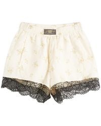 Ganni - Printed Viscose Habotai Elasticated Shorts - Lyst