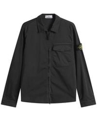 Stone Island - Organic Cotton Satin Zip Shirt Jacket - Lyst