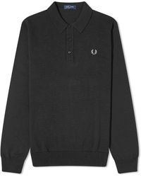 Fred Perry - Long Sleeve Knit Polo Shirt - Lyst