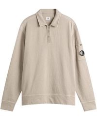 C.P. Company - Malfile Fleece Quarter Zip Collared Sweatshirt - Lyst