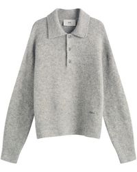 Ami Paris - Wool And Alpaca Knit Knitted Polo - Lyst