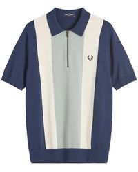Fred Perry - Vertical Stripe Zip Neck Shirt - Lyst