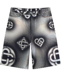 CASABLANCA - Pearlescent Monogram Denim Shorts - Lyst