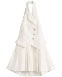 Tolu Coker - Cotton Pleated Waistcoat Mini Dress - Lyst