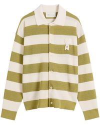 Ami Paris - Stripe Knitted Shirt With Ami De Coeur Patch - Lyst
