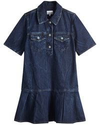 Ganni - Denim Mini Dress - Lyst