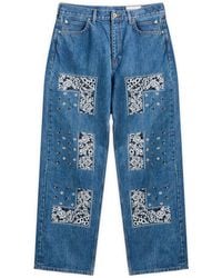 Nomarythm Textile - Bandana Embroidery Denim Jeans - Lyst