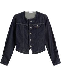 Peachy Den - Goldie Collarless Denim Jacket - Lyst