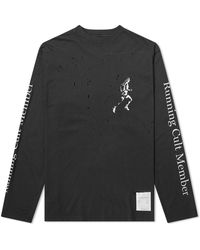 Satisfy Slogan-print Distressed Cotton T-shirt - Black