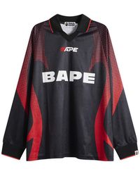 A Bathing Ape - Flame Monogram Long Sleeve Football Jersey - Lyst