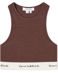 Sporty & Rich - Serif Logo Ribbed Cropped Tank Top - Lyst