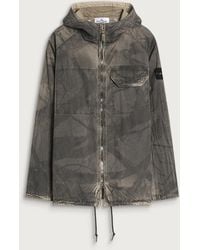 Stone Island - Laser Forest Camo Crinkle Reps-Tc Hooded Jacket - Lyst