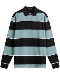 Fred Perry - Heavyweight Striped Long Sleeve Polo Shirt - Lyst